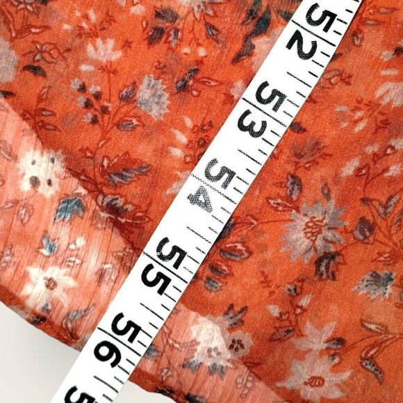 French Connection Midi Sz 12 Sheer‎ Chiffon Tea Flutter Sleeve Dress Pumpkin - Picture 11 of 12